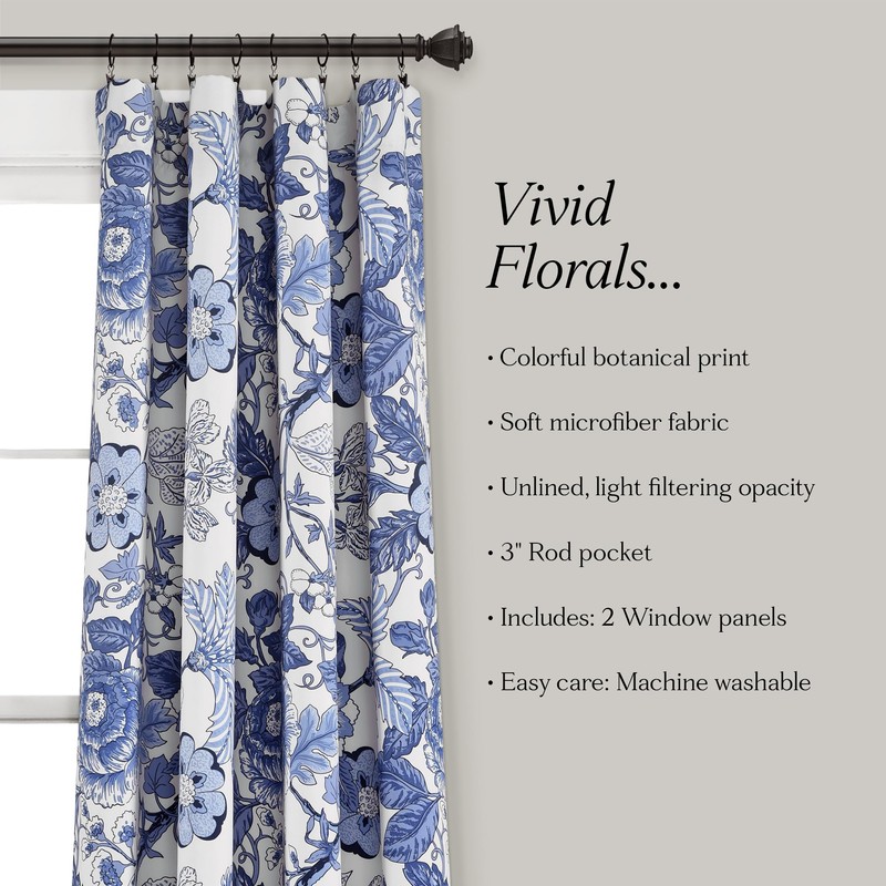 Lush Decor Sydney Light Filtering Window Curtain Panels, Pair, 52"