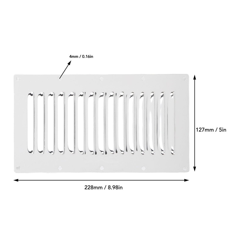 Asixxsix 9 X 5inch Rectangular Louvered Air Vent, Stainless Steel