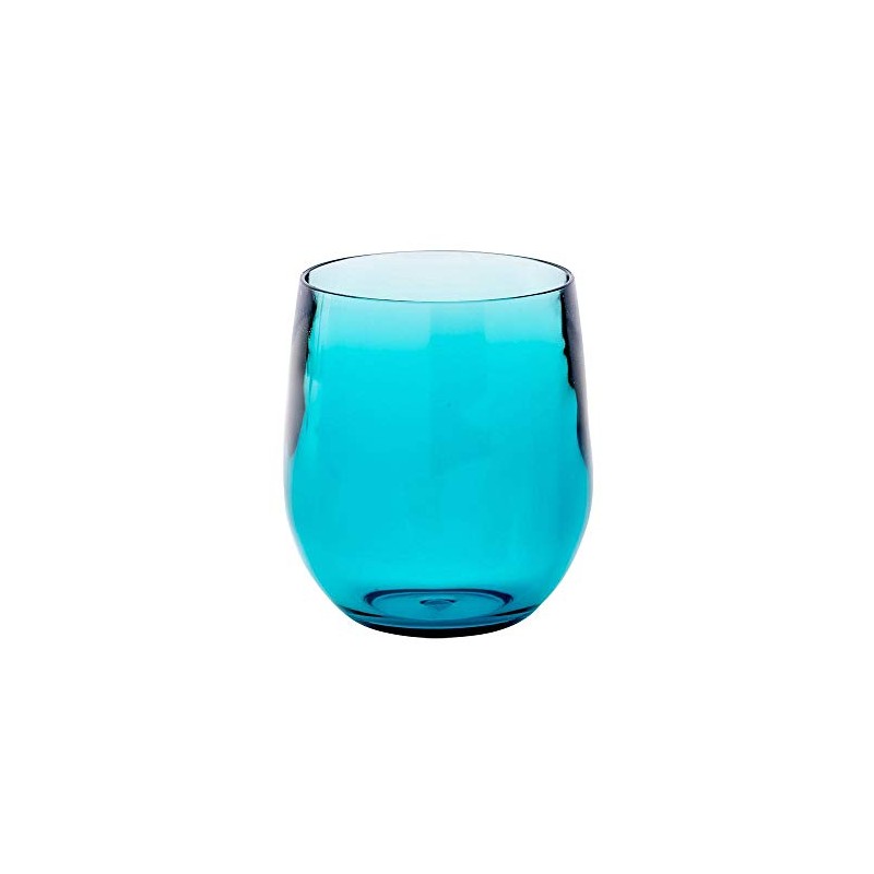 Caspari Acrylic 12oz Tumbler Glass in Turquoise - Set of