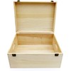 Unvarnished Wooden Storage Box with Hinged Lid and Clasps, 40