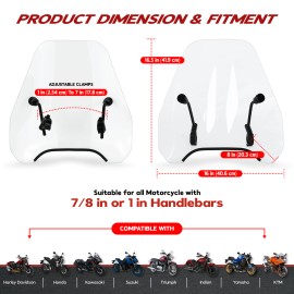 Krator 15" Clear Windshield Fairing For Honda VT 500 Ascot (1982-1983)