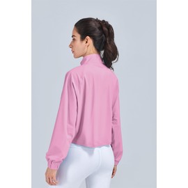 altiland Women's Athletic Running Yoga Gym Track Zip Up Cropped Jackets Long Sleeve Workout Shirts (Velvet Dust, S)