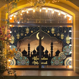 TYL&TYS Eid Mubarak Decoration, XXL Eid Mubarak Banner Decorations, Ramadan Mubarak Backdrop Banner, Eid Ramadan Banner Backdrop Banner for Muslim Ramadan Party Accessories
