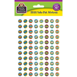 Teacher Created Resources® Superhero Mini Stickers Valu-Pak, 3/8 in, Multicolored, 1144 Pieces