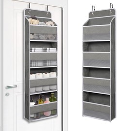 TYMENSH Heavy Duty Over Door Organizer, Wall Mount Hanging Organizer Storage with 4 Large Capacity Pockets, Closet Bathroom Nursery Bedroom Dorm, Toys Cosmetics Sundries and Baby Essentials, Gray