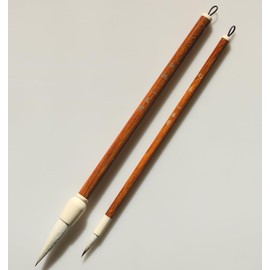 Isshindo Calligraphy Brush, Thick Brush, Fine Brush, Calligraphy Brush Set "White Crane & Nana"