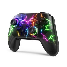VOYEE VOYEE Switch Controllers Compatible with Switch/Lite/OLED/Windows/iOS/Android, 1000mAh Programmable RGB Lightning LED, Wireless Pro Controller with One Key Pairing/Wake Up/Turbo/Vibration