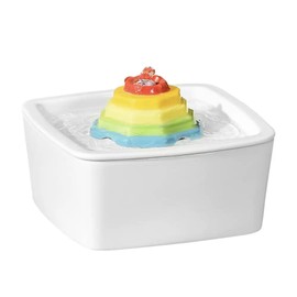 Ceramic Cat Water Fountain Rainbow Cats Tower Water Dispenser 1.5L/50.73oz Dog Water Bowl Dispenser Cat Fountain for Cats Indoor Ultra Quiet Pump Pets Water Bottle Rectangular