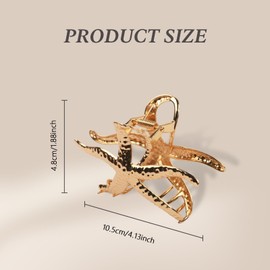 Starfish Hair Claw Clips for Women Girls Large Hair Clip Glitter Gold Star fish Claws Barrettes Tropical Claw Clip Metal Silver Starfish Hair Accessories for Thick or Thin Beach Clips 2Pcs