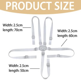 1 x 5-point safety belt, high chair, multifunctional child safety belt, high chair strap for buggy, child seat, pram and high chair, multi-functional safety belt, grey