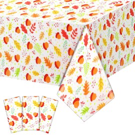 Newwiee 3 Pack Christmas Tablecloths 108 x 54 Inch Xmas Disposable Plastic Table Cover Holiday Rectangle Waterproof Tablecloth for Christmas Thanksgiving Party Table Decor(Fresh Style)