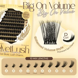 LASHVIEW Lash-Extension-Clusters, Volume Lash Clusters 9-18mm mix Fluffy Lash Extension D Curl Individual Lashes DIY Clusters Lashes Extension at Home NM03