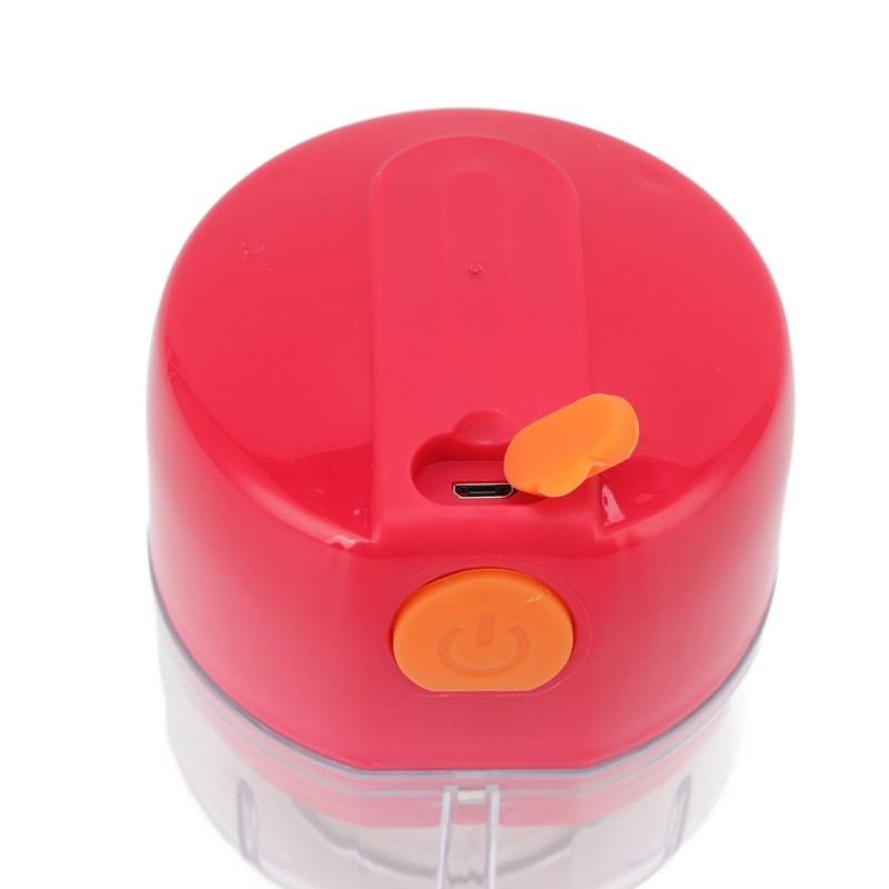 Garlic Chopper USB Charging Portable Red Double Blade 360 Degrees