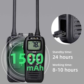 Retevis RA26 Handheld Marine Radio,Radio Marine Floating IP67 Submersible Waterproof,1500mAh,USB Charging,NOAA,Backlit LCD Display,Portable Two-Way Boat Marine Radio for Kayaking Charter Captain