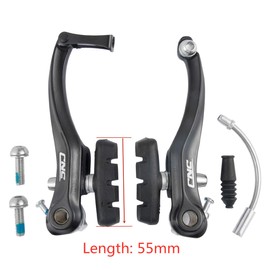 CNC Bicycle V Brake Set for Front/Rear Wheel, Linear Pull V Brakes with 55mm(L) Pads，Black