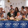 Xiliconie 3PCS 90th Birthday Tablecloth Blue and Silver Theme Party