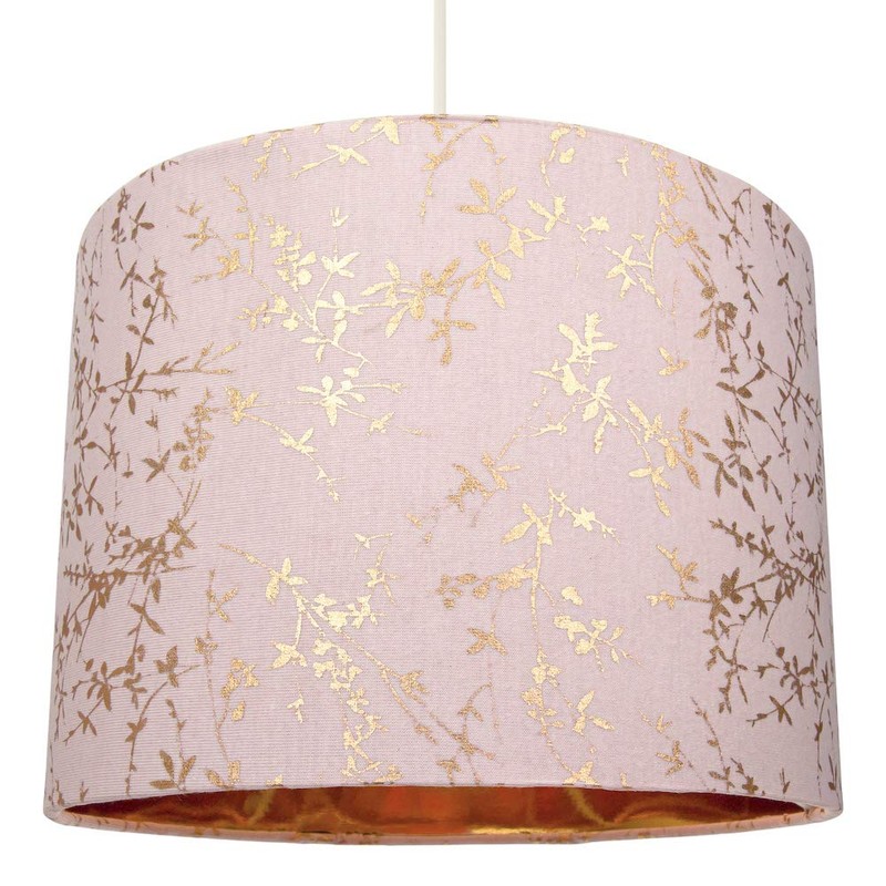 Modern Soft Pink Cotton Fabric 10" Lamp Shade with Gold