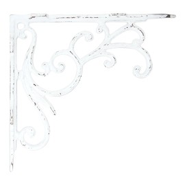 Set of 2 White Shelf Brackets for 8", 10", 12" Shelves - Distressed White Finish - 9" X 10" Heavy Duty Iron L Brackets for Wall Shelves Hardware Included,