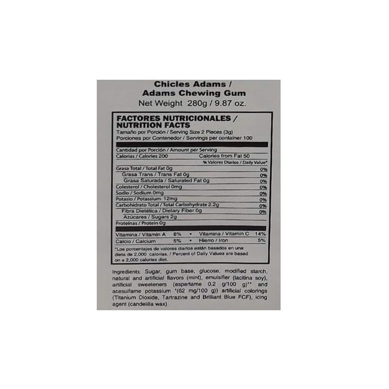 Adams Gum 100 x 2 units - Chiclets (Pack of