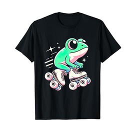 Cute Kawaii Anime Frog Roller Skating Roller Skate Party T-Shirt