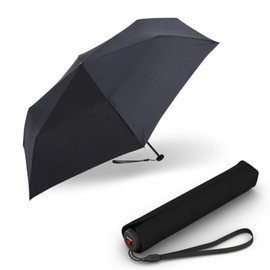 Knirps Ultra I.030 Slim Manual Pocket Umbrella - Lightest 115 g - Exclusive Handle Design - Storm Resistant - 21 cm - Black