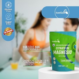 Citrato de Magnesio en Polvo | 1 kg | Aporte Nutricional para Dietas Balanceadas | Suplemento Alimenticio IsaaQuim