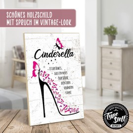 TypeStoff Wooden Sign with Saying - Cinderella - Vintage Look with Quote as Gift and Decoration on the Theme Funny Fashion and Shoes - HS-01117 28.2 x 19.5 x 1 cm