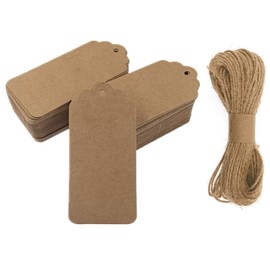 ZHIYE 100pcs Kraft Paper Gift Tags with Free 20 Meter Natural Jute Twine(Water Ripple) …