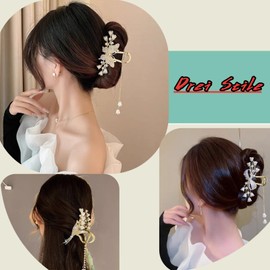 Ypkia Flower Hair Clip Gold Metal Butterfly Hair Clips Women's Large Hair Claws Clips for Women Girls Thick Thin Hair Accessories (Pack of 3)