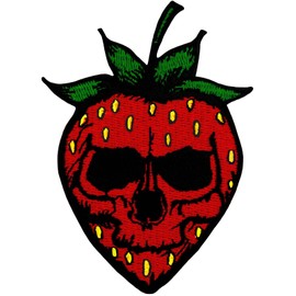 The Bloody Skull Strawberry Patch Embroidered Applique Badge Iron On Sew On Emblem