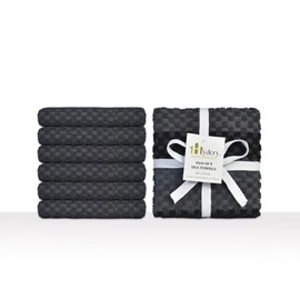 Hydery Stripe designed Tea Towels | 100% Cotton kitchen towel | tea towels for kitchen | Super soft Absorbent tea towel | Grey & Black towels 60 x 40 cm | Pack of 6