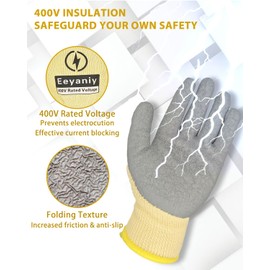 Eeyaniy Electrician Insulated Gloves, 400V High Voltage Gloves Insulated Flame Retardant Electrical Non-slip Texture Design