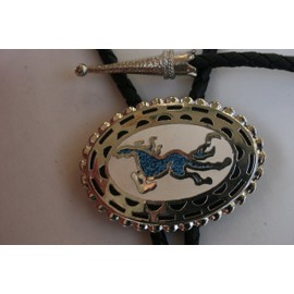 Aesthetic Design Galloping Derby Bolo Tie w. Braided Leather lanyard