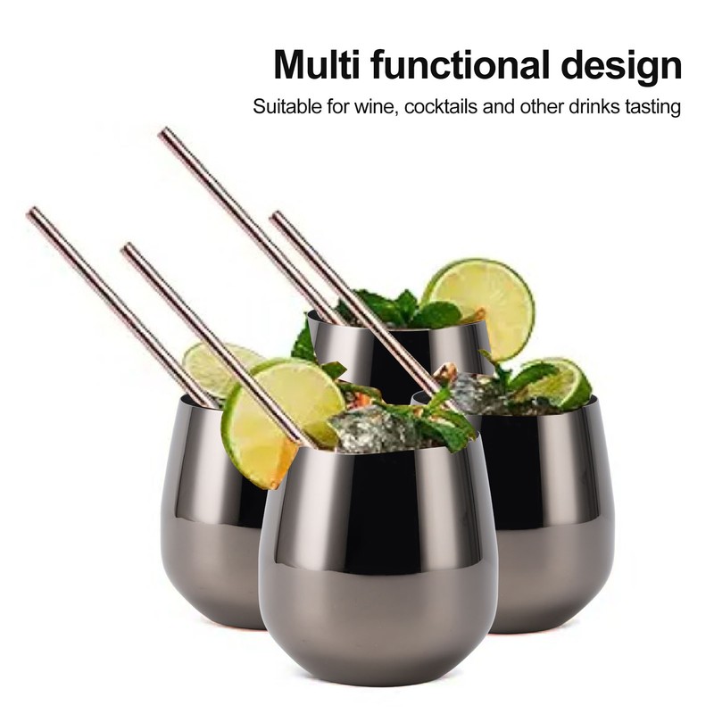 Stainless Steel Wine Glass Stemless Egg Shape 550ml Unbreakable Portable