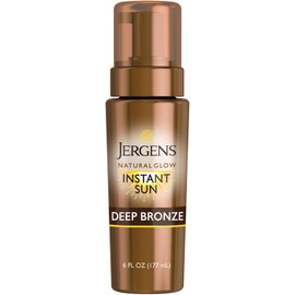 Jergens - Espuma bronceadora natural Glow Instant Sun sin sol, oscura, 6 onzas líquidas
