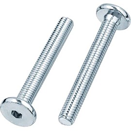 M8 (8mm x 45mm) Silver Flat Head Furniture Screw Hex Drive Socket with Metric Thread Fully Threaded Bolts for Beds, Cots, Cribs and Chairs (Pack of 12)