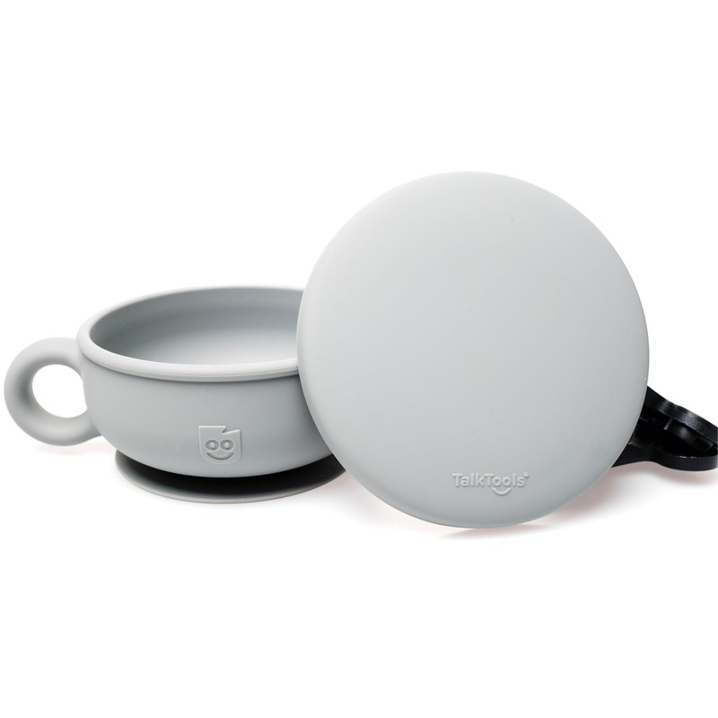 TalkTools Itsy Baby Bowl Plus Tapa Sólida Gris (Nube)