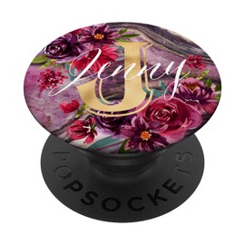 Jenny Initial J Monogram Rose Floral Purple Marble