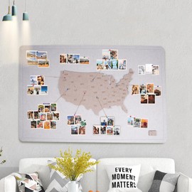 HOUHUANG Photo Wall American Map Travel Check-in Marker Decorative Wall Stickers, suitable for family and couple travel record, scenes for home and RV. (cream-coloured, 31in*47in)