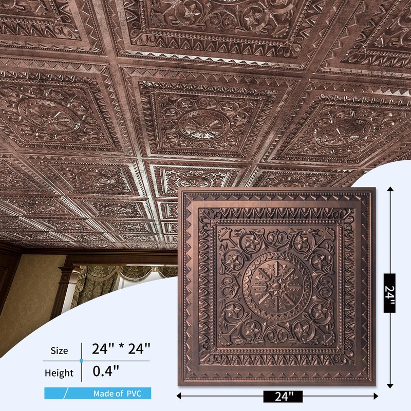 Art3d Drop Ceiling Tiles, Glue up Ceiling Tiles, 2'x2' Plastic