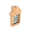 Weather Station House Shape Thermometer Bamboo Wood Suction Cup Gift