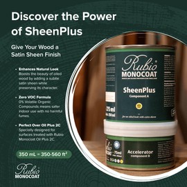 Rubio Monocoat SheenPlus 560 ft² | 0% VOC Satin Look Sheen Enhancer & Wood Finish for Interior Surfaces, Furniture, Floors, Countertops & Tables Finished with Oil Plus 2C | 350 ml