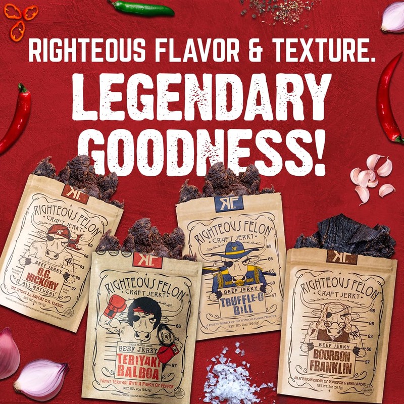 Righteous Felon Beef Jerky Variety Pack | Gluten Free Snack