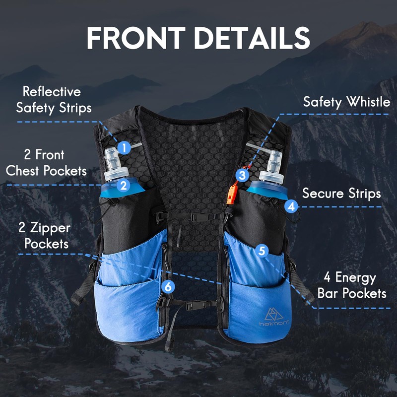 Haimont Hydration Running Vest with 2 Soft Flasks for Hiking