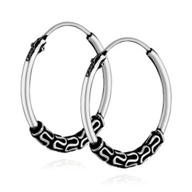 NKlaus Pair of 925 Sterling Silver Celtic Gothic Creole Earrings 16 mm 7239, Sterling Silver