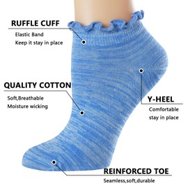 Mcool Mary 8 Pack Ruffle Ankle Socks,Cute Lettuce Edge,Anti-Slid,Novelty Cute,Athletic Casual Cotton Sock,Vibrant Color (Size5-9)