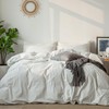 MooMee Striped Duvet Cover Set 100% Washed Cotton Linen Like