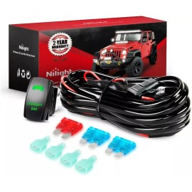 Nilight 10Pack 16AWG LED Light Bar Wiring Harness Kit 12V On/Off Rocker Switch -2 Leads