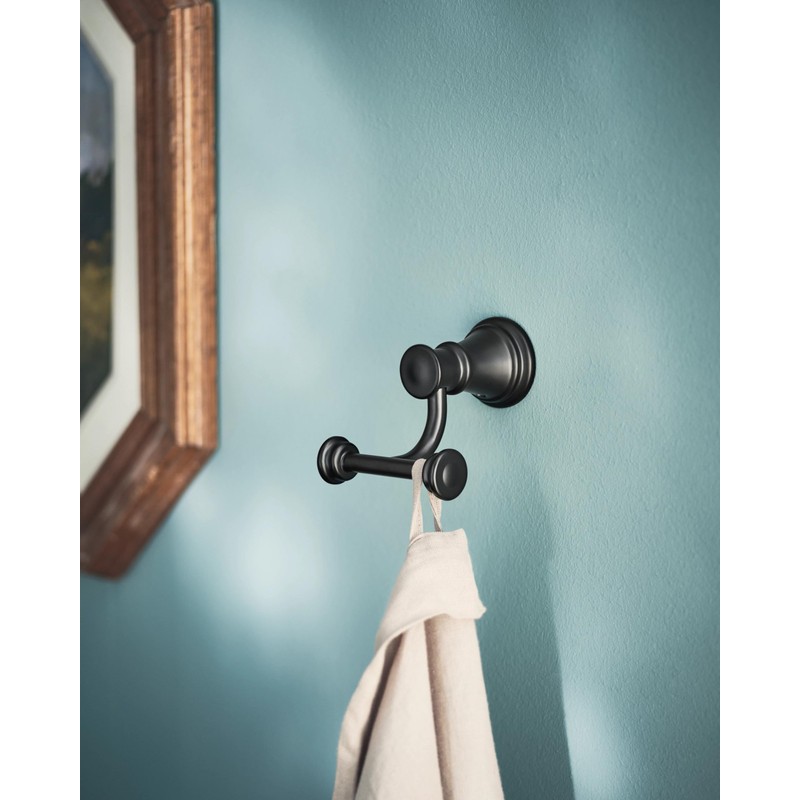 Moen Belfield Matte Black Double Robe Hook, YB6403BL