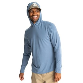Free Fly Men's Elevate Lightweight Hoodie - Sun Hoodie for Men with Odor Prevention, Quick Dry Moisture Control Technology - Bluestone, X-Large